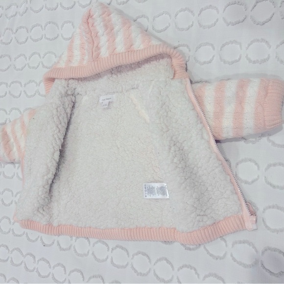Angel Dear Sherpa Zipper Jacket with Hood in pink/white 0-6m - Picture 6 of 7